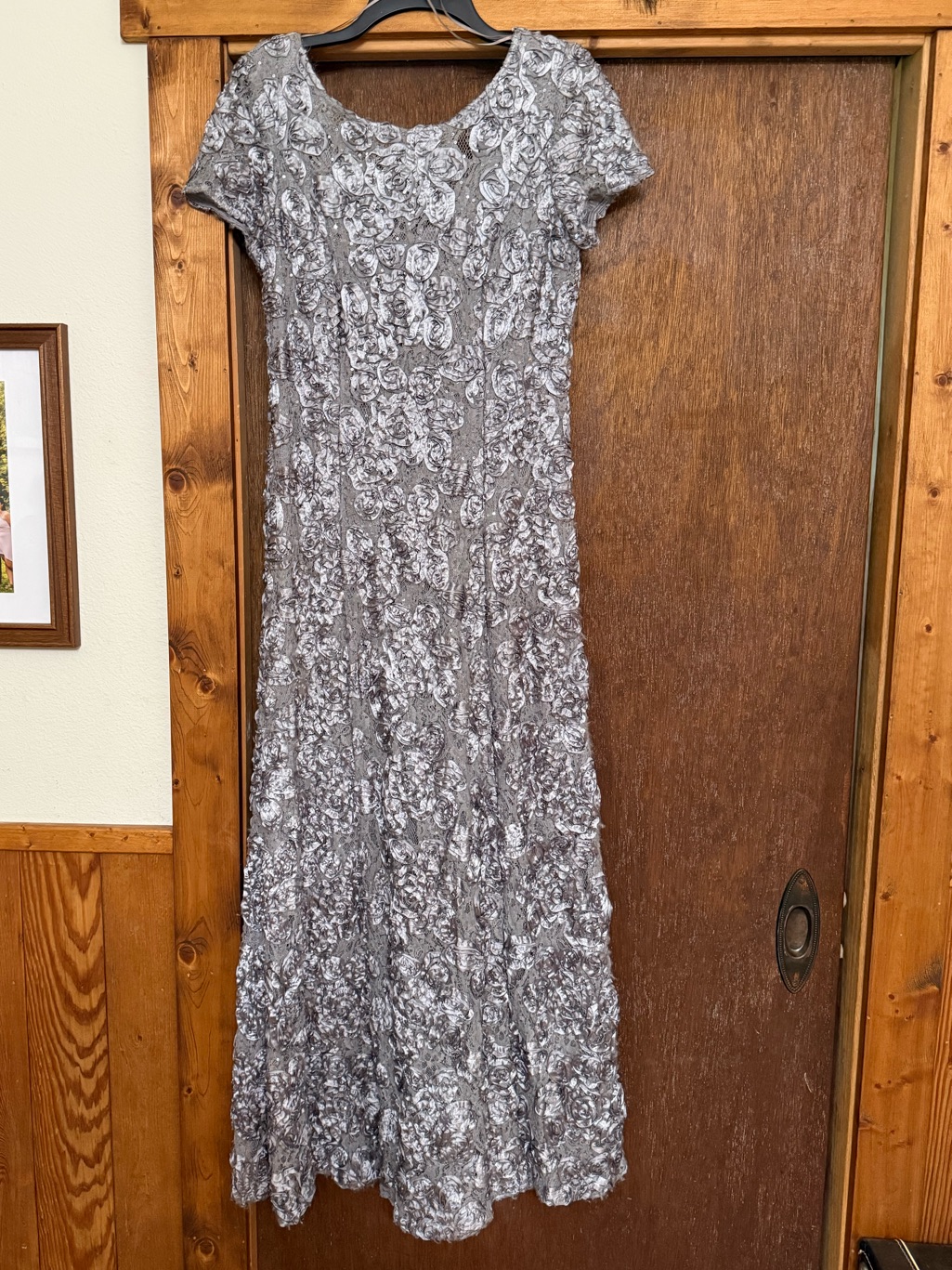 Alex Evenings Gray Floral Cap Sleeve Mother Of The Bride Dress
